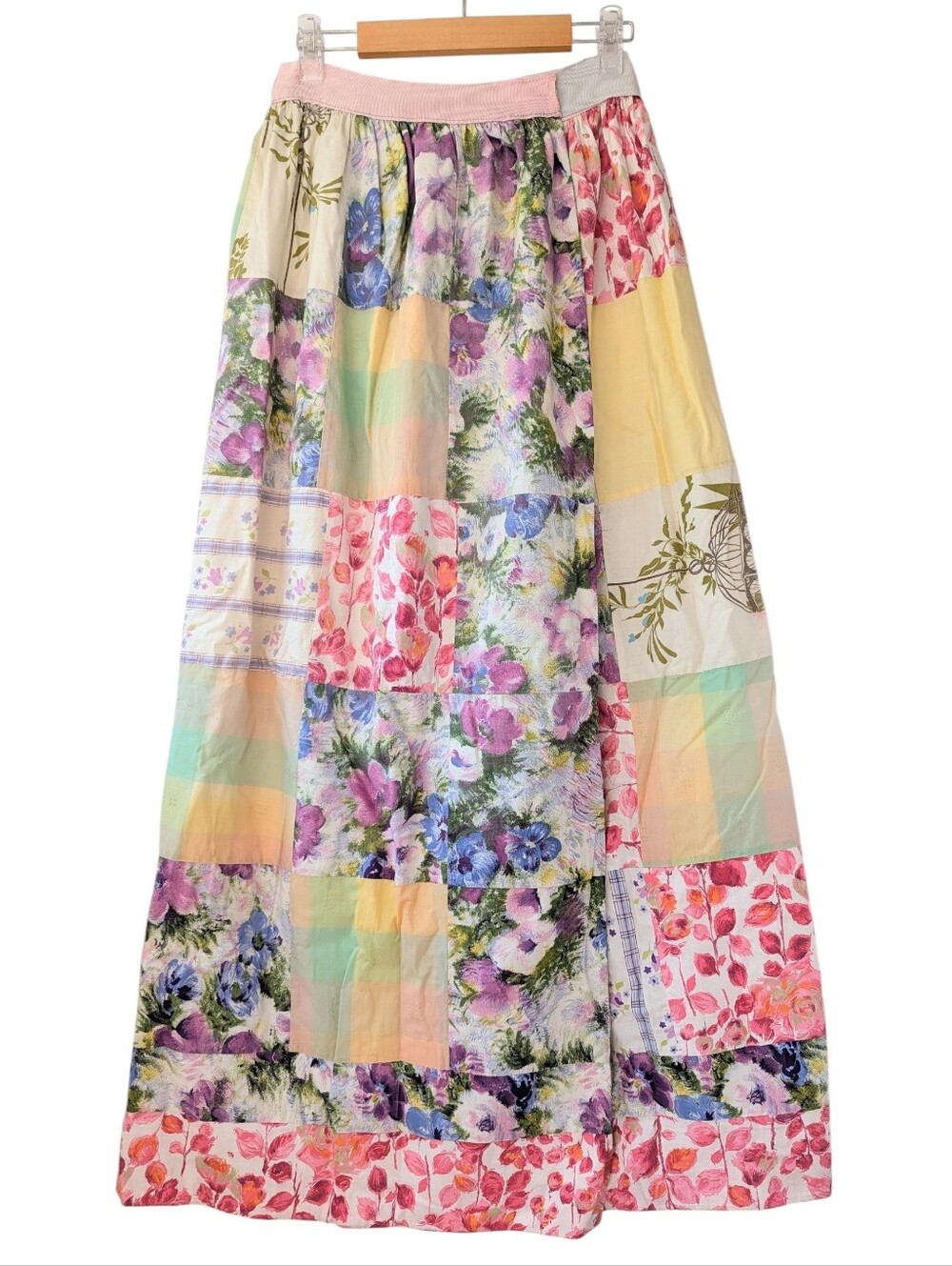 Vintage Patchwork Quilt Floral Maxi Wrap Skirt